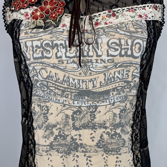 Vanilla Sugar Tan Western Print With Lace Tank Top - Picture 7 of 16
